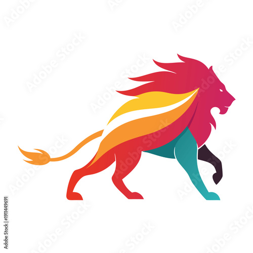 A dynamic lion silhouette in vector format feature  