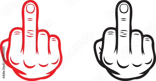 A drawing of two middle fingers one in red and one in black