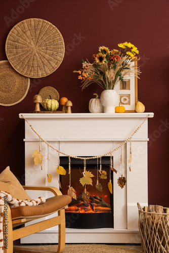 Cozy autumn living room int...