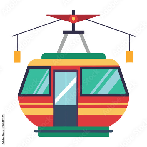 Aerial tramway with a white background 