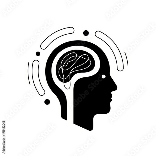 International Epilepsy Day awareness vector illustration of a human head silhouette with a tangled brain