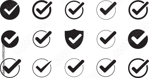 Checkmark black white background ticks verification