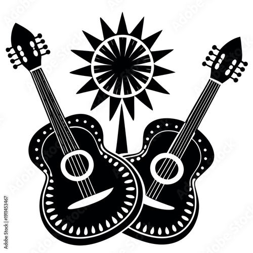 A guitars silhouette Cinco de mayo style  