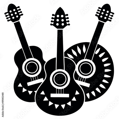 A guitars silhouette Cinco de mayo style  
