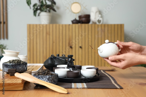 Person during Chinese tea c...