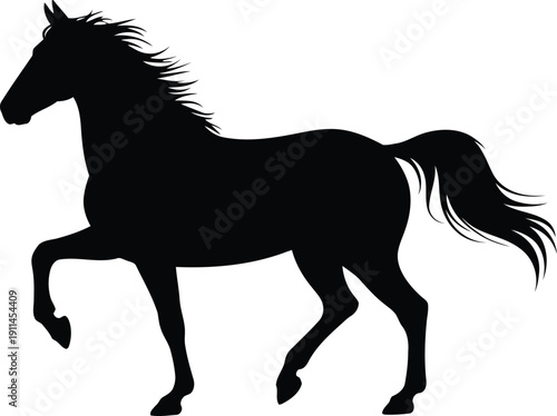 Majestic horse silhouette galloping freely in motion