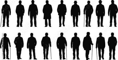 Female boxer silhouette vector set, woman kickboxing martial arts poses, fighter girl punching and kicking, sports training character, black white.