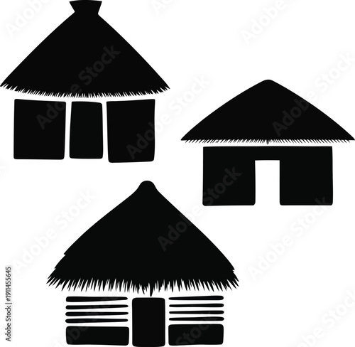 Traditional African huts with thatched roofs