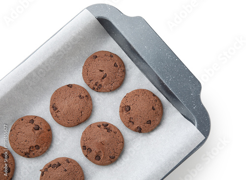 Baking dish with tasty choc...
