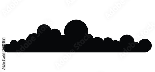Black vector cloud. long cloud flat design. perfect for weather, sky and nature themes. vector illustration