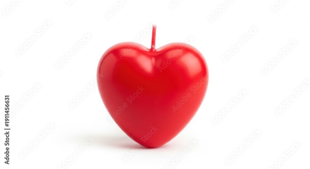 Obraz premium Vela roja en forma de corazón, símbolo de amor y romance, ideal para celebraciones de San Valentín y aniversarios, objeto decorativo de cera