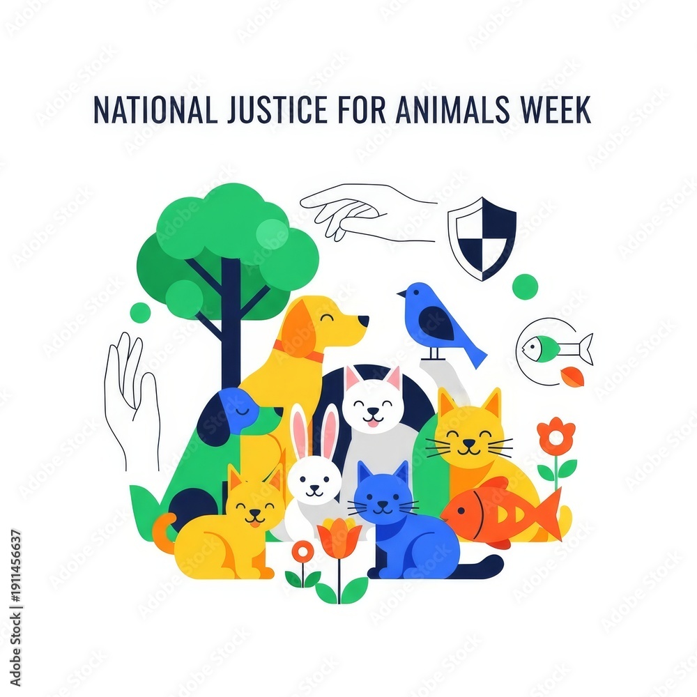 Naklejka premium Vector illustration for National Justice for Animals Week