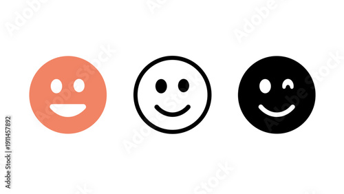 Smile icons vector set for emoticon and chat application