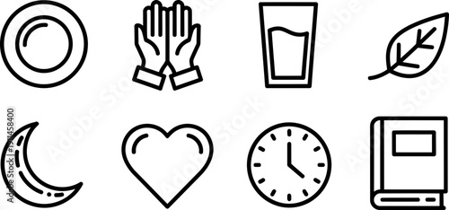 National Fasting February icons vector collection