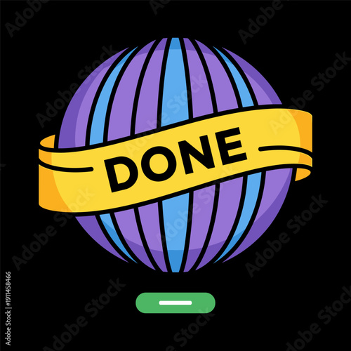 Colorful hot air balloon with done ribbon banner