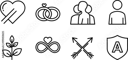 Aromantic Spectrum Awareness Week icons with heart and infinity
