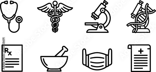 National Women Physicians Day medical icons vector collection