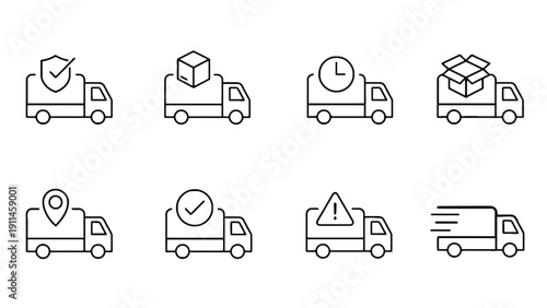 Truck icon set for logistics and transportation services online