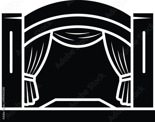 Theater stage with curtains and archway