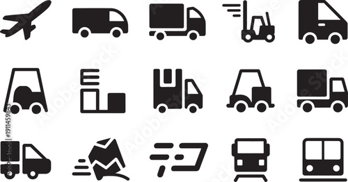 Logistics and transportation airplane truck forklift