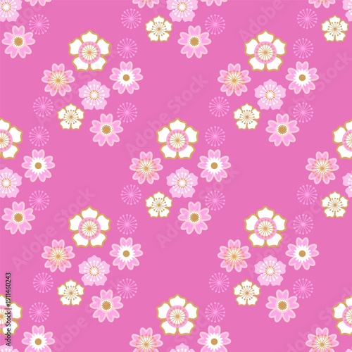 Art japanese modern seamless pattern flowers for vintage kimono, fabric, paper, wallpaper, cover