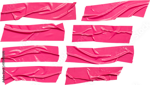 Konstfotografi Pink adhesive sticky tape set isolated on white background