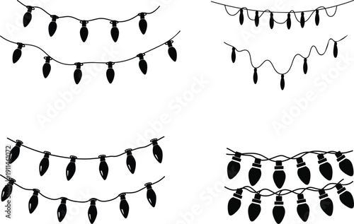 Festive Lights Outline Vector Set