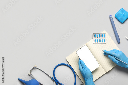 Doctor's hands with modern ...