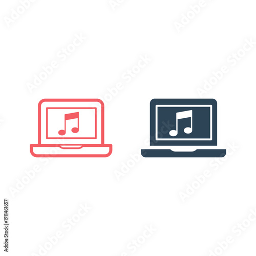 Laptop icons set, computer logo vector illustration.