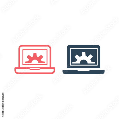 Laptop icons set, computer logo vector illustration.