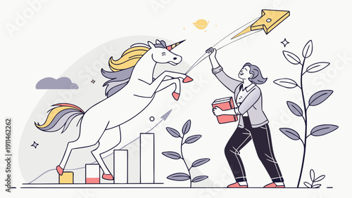 Startup unicorn growth concept