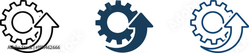 Gear with circular arrow icons set representing process update rotation and system refresh concepts
