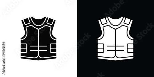 Black and white bulletproof vest on contrasting backgrounds