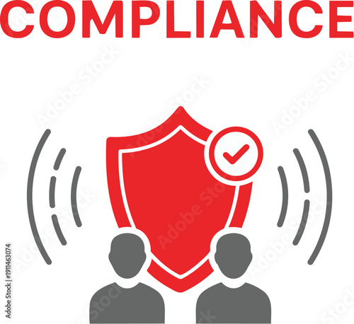 Compliance concept with shield and people icon
