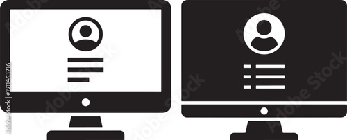 User Profile Interface on Desktop Monitor Icons, Account and Online Identity Concept Vector Illustration
