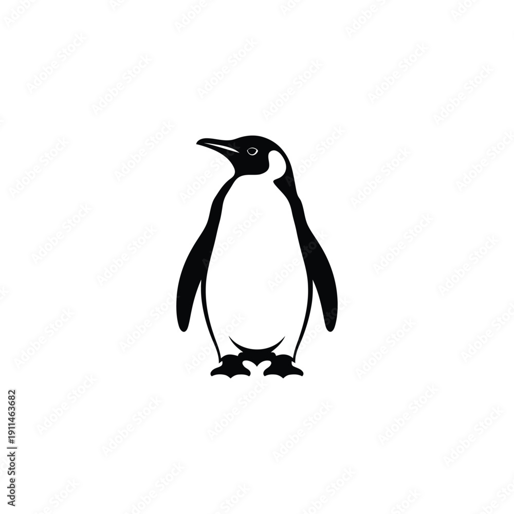 Obraz premium Black and white penguin silhouette standing on ice