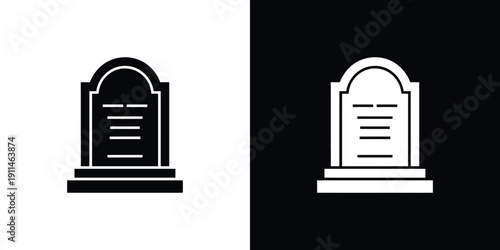 Black and white tombstone on contrasting backgrounds