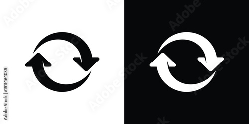 Two Arrows Forming a Circular Loop on Black and White Backgrounds