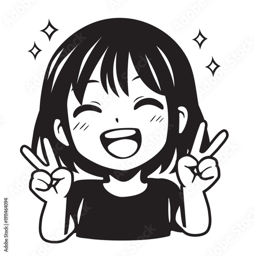 Szczęśliwa dziewczyna anime twarz wektorowa