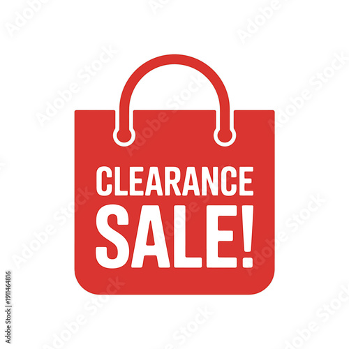 Red shopping bag icon with clearance sale text