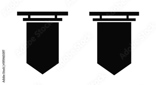 Two black ribbon banners displayed side by side graphic silhouette