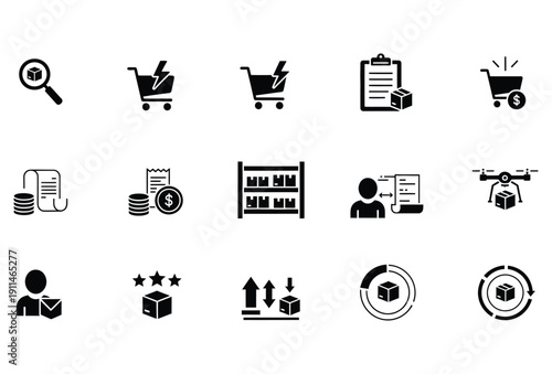 10+ Business Ecommerce Icons Set Glyph Vector Pack