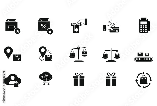 10+ Business Ecommerce Icons Set Glyph Vector Pack