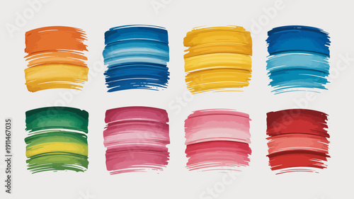 A vibrant arrangement of colorful paint strokes is displayed in a grid pattern showcasing a spectrum of hues and textures high quality professional detailed modern elegant