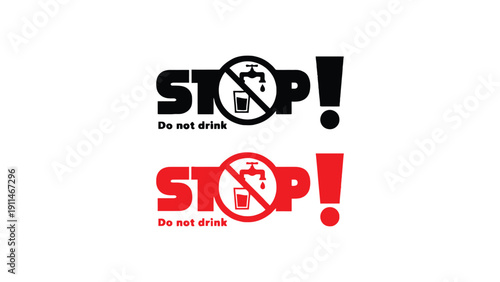 Stop sign vector icons with do not drink warning messages