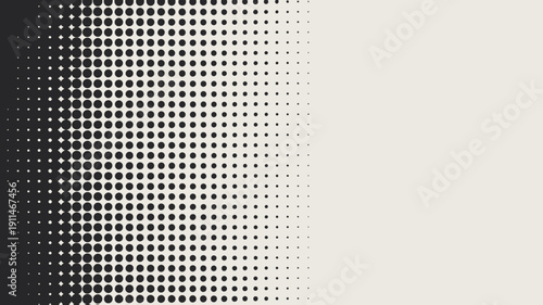 A gradual halftone dot pattern transitions from solid black on the left to complete white on the right creating a visual gradient effect high quality professional