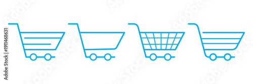 Shopping Cart Icon Set Line and Solid style for Ecommerce Purchase.