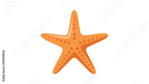 Simple and cute orange starfish cartoon illustration, representing marine life, the ocean, and summer beach themes on a clean white background.