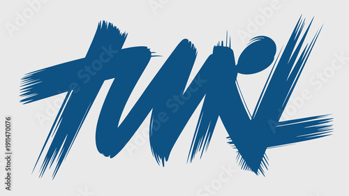 A dynamic abstract representation of the word tunnel is displayed with bold brushstroke style lettering in a vibrant blue hue high quality professional detailed modern elegant