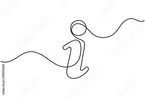 Information icon continuous one line art minimalist outline symbol design